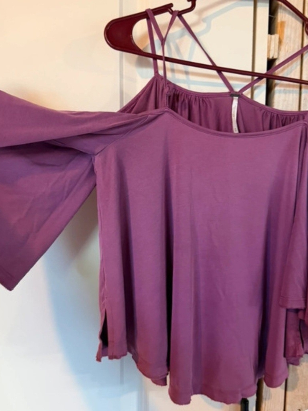 Free People Purple Off-Shoulder Strappy Tunic